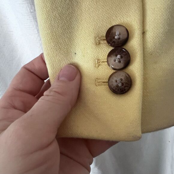 Talbots Butter Yellow Aberdeen Blazer Cotton Blend Size 14P - Picture 6 of 13